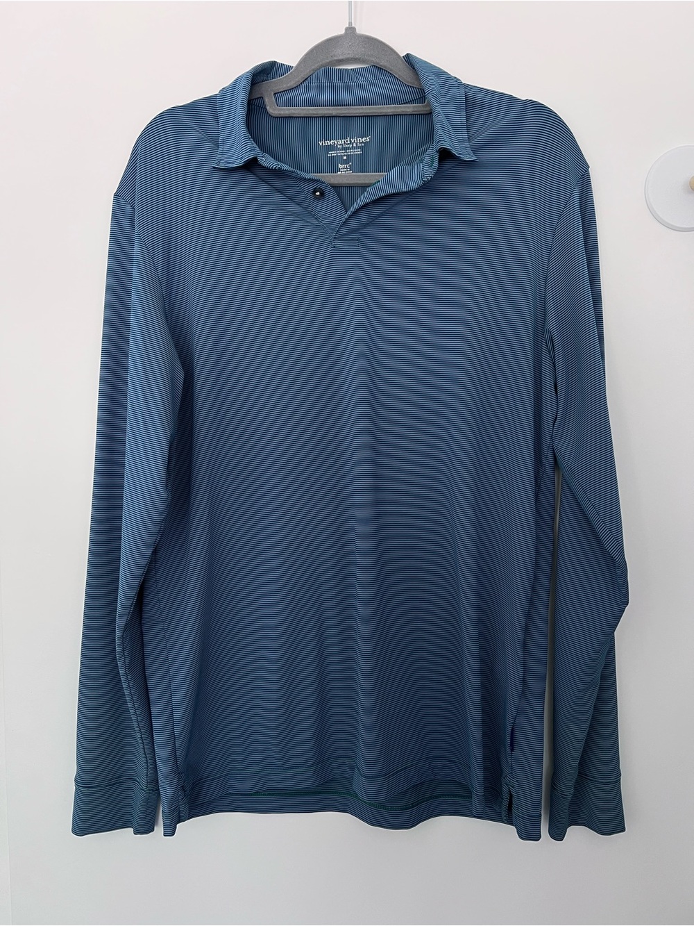 Vineyard Vines Men's Long-Sleeve Polo in Slate Blue